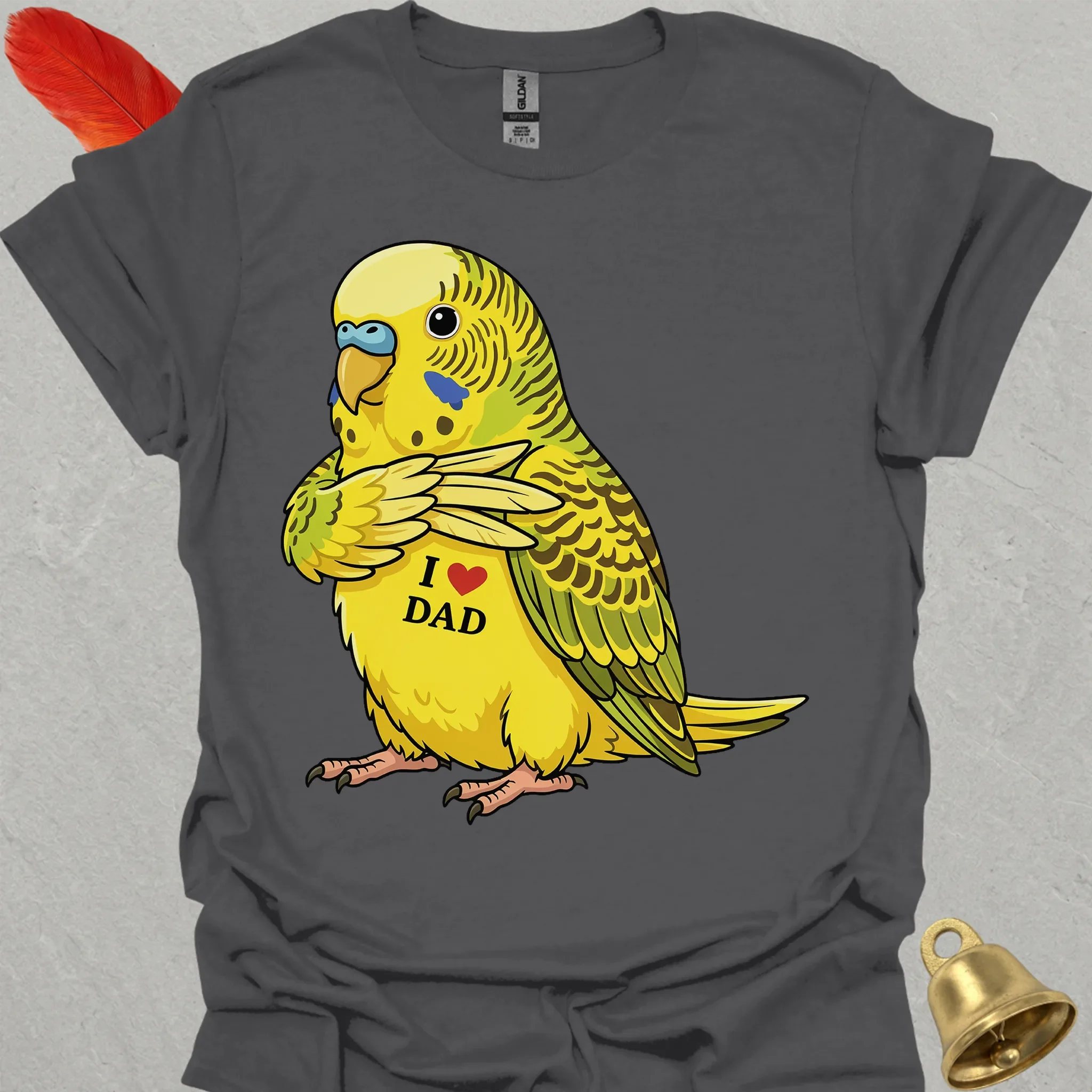 Yellow Parakeet I Love Dad T-Shirt