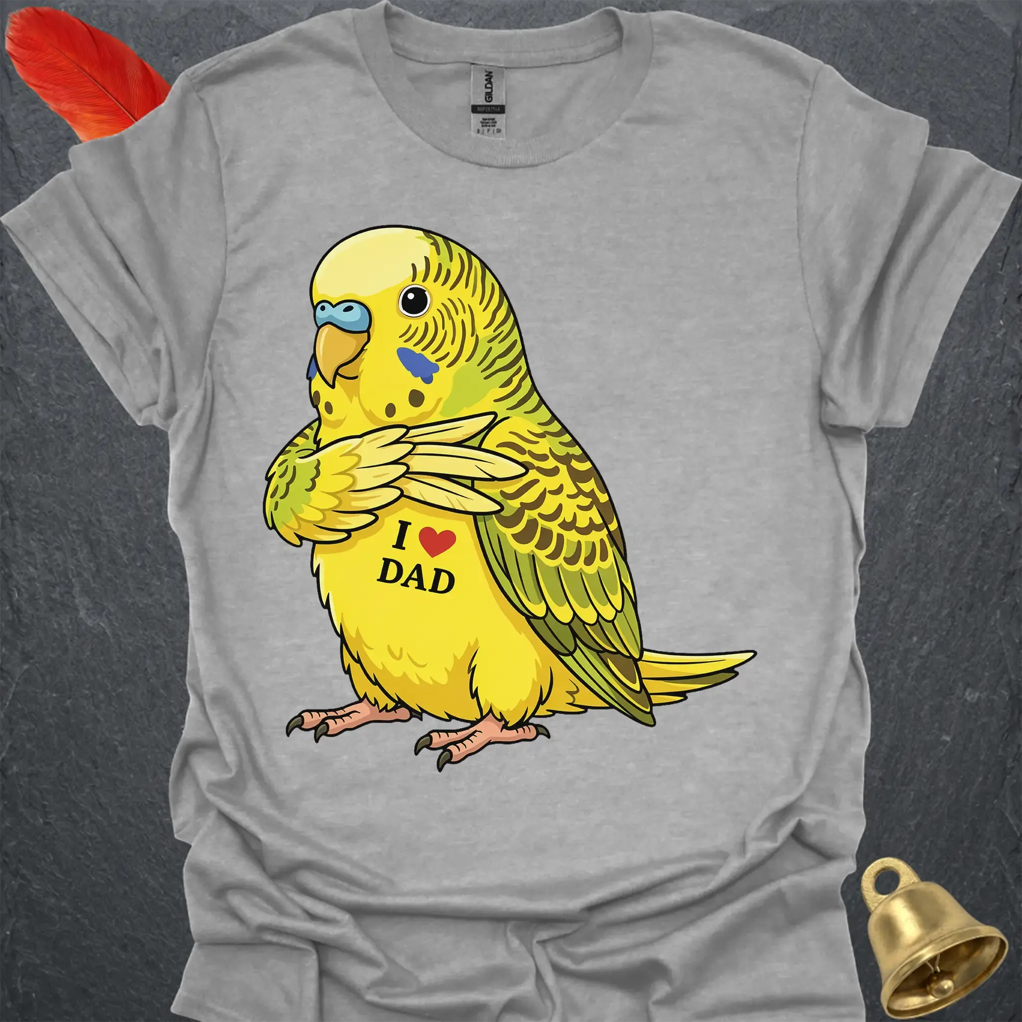 Yellow Parakeet I Love Dad T-Shirt