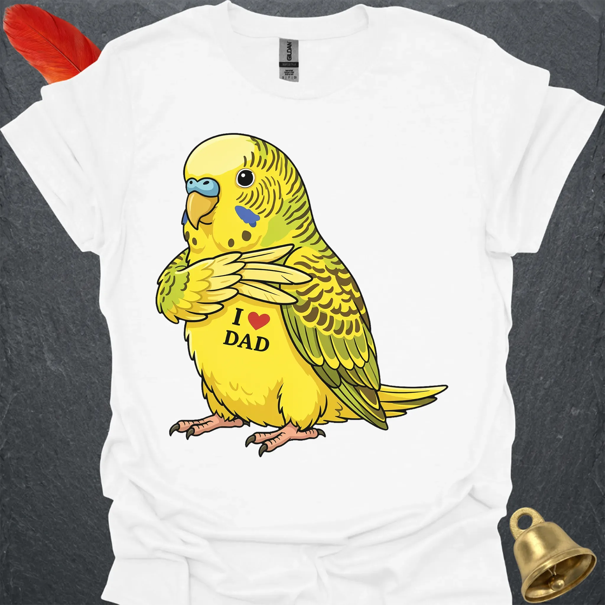 Yellow Parakeet I Love Dad T-Shirt