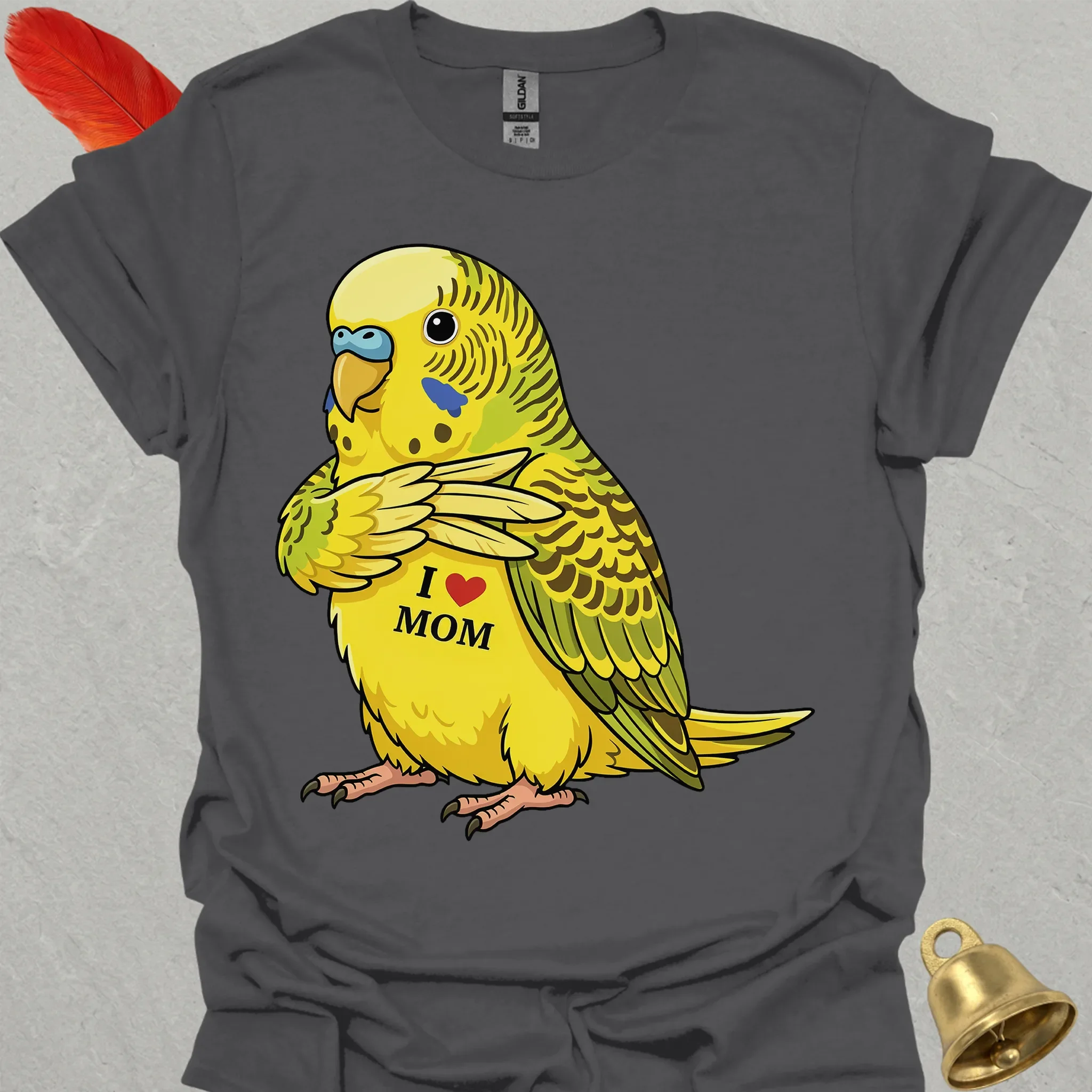 Yellow Parakeet I Love Mom T-Shirt