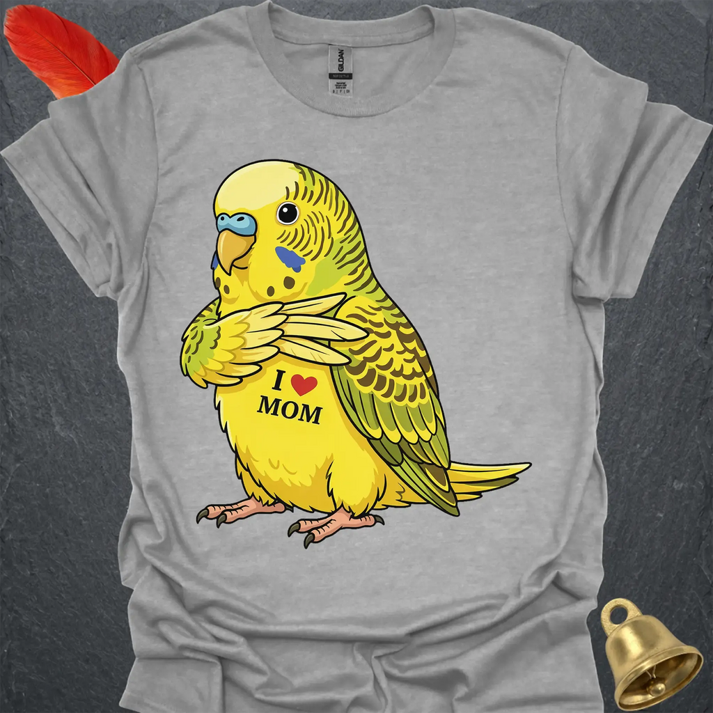 Yellow Parakeet I Love Mom T-Shirt
