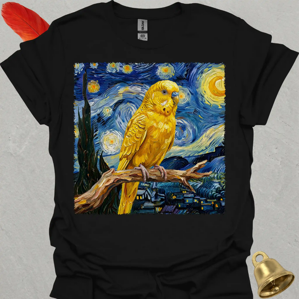 Yellow Parakeet Starry Night T-Shirt