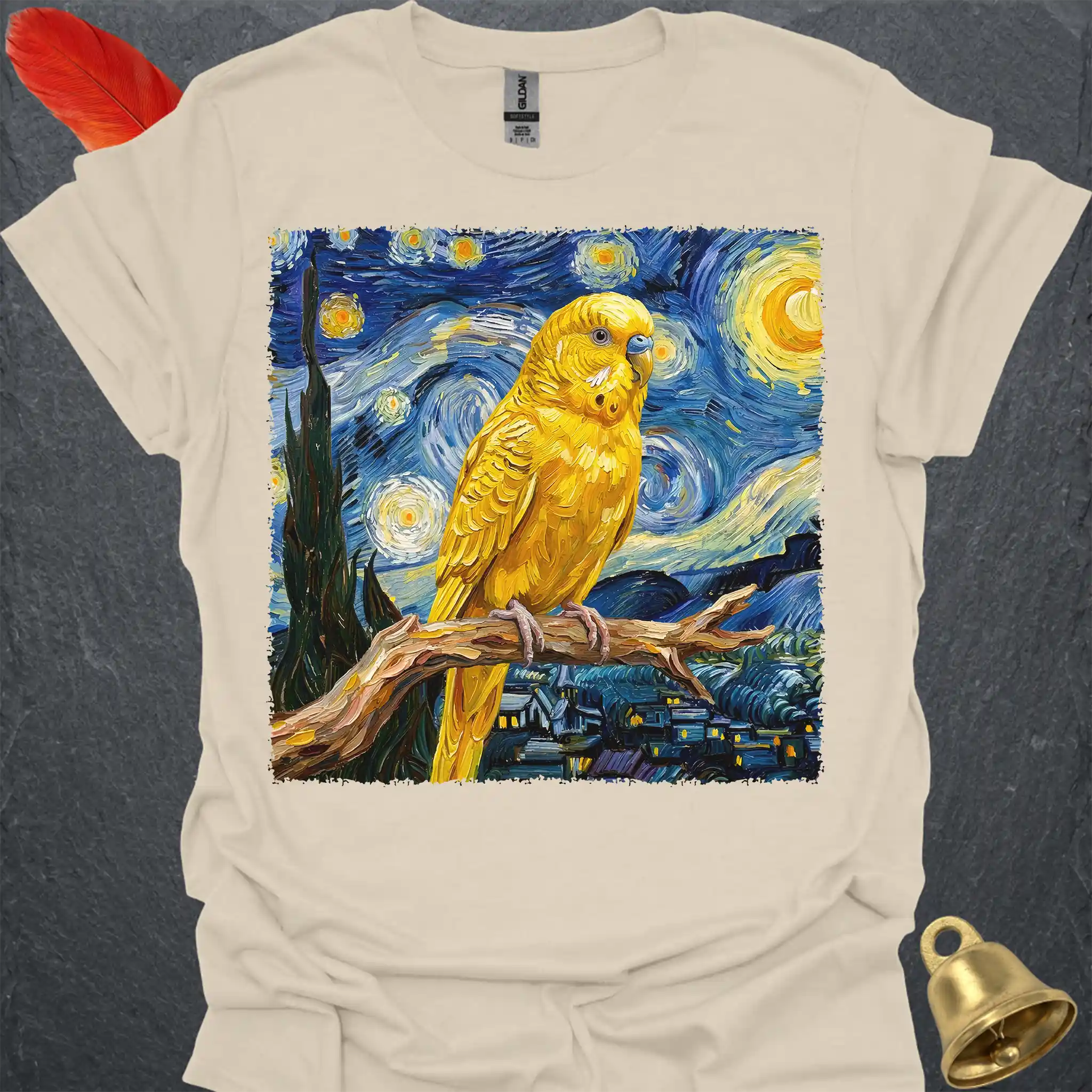 Yellow Parakeet Starry Night T-Shirt