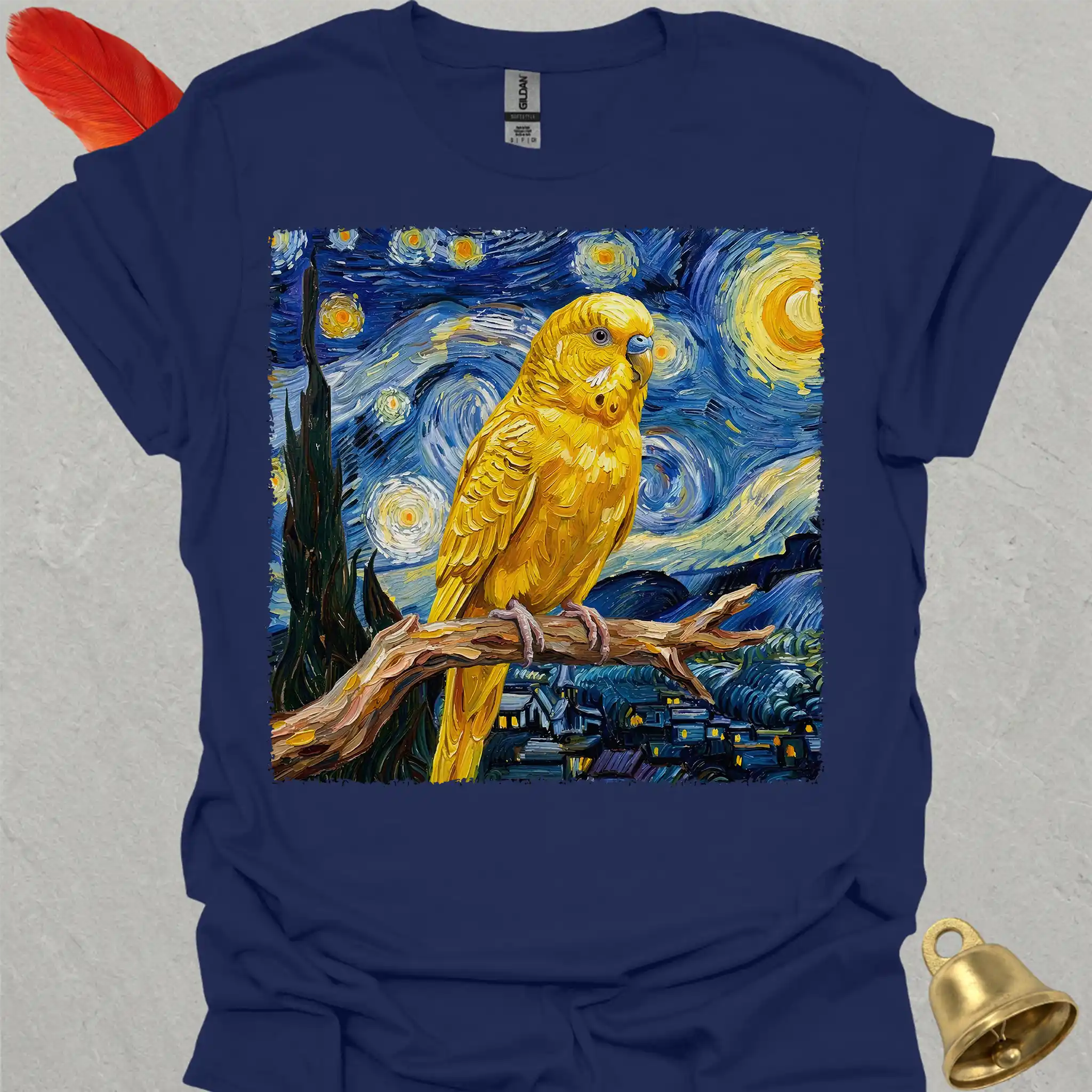 Yellow Parakeet Starry Night T-Shirt
