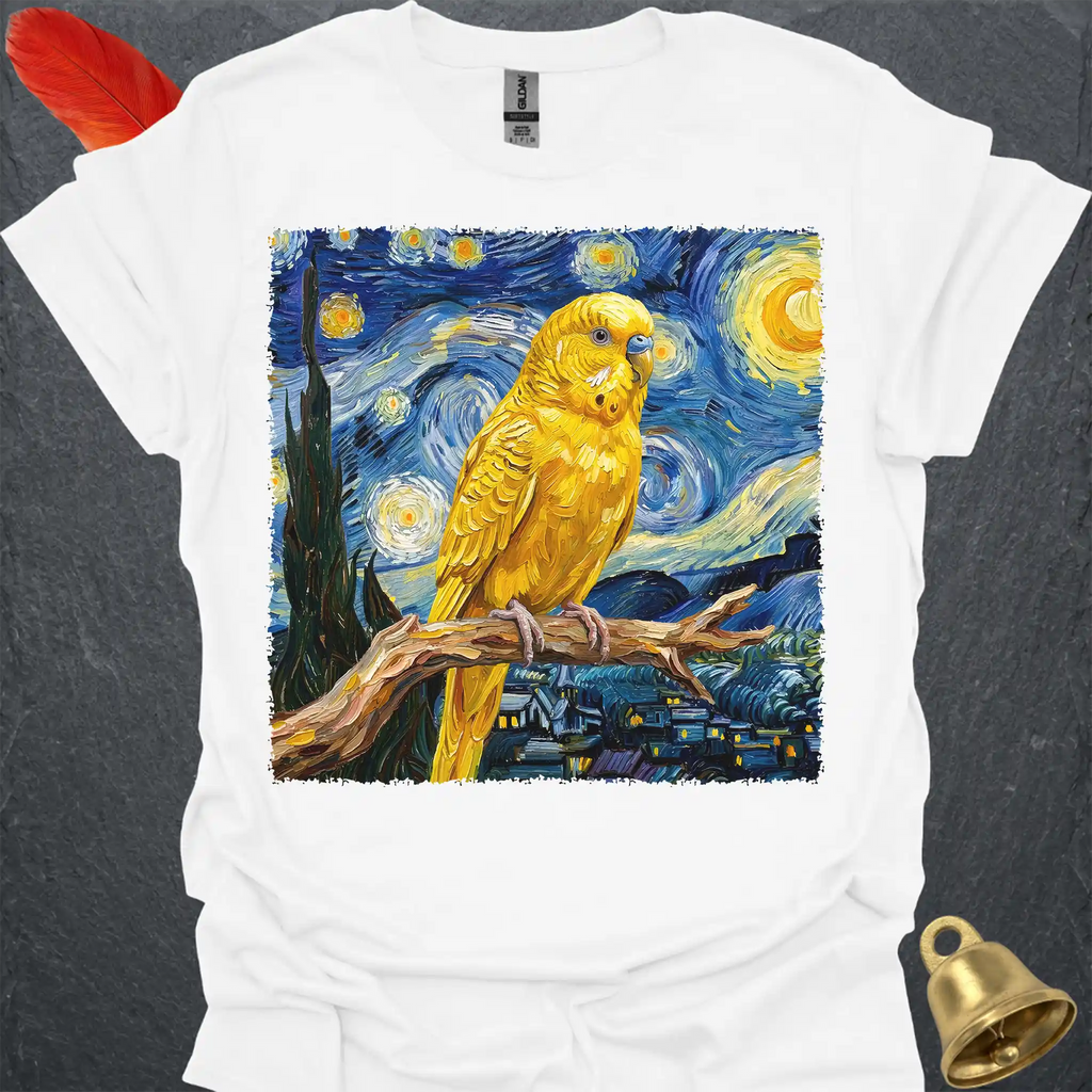 Yellow Parakeet Starry Night T-Shirt