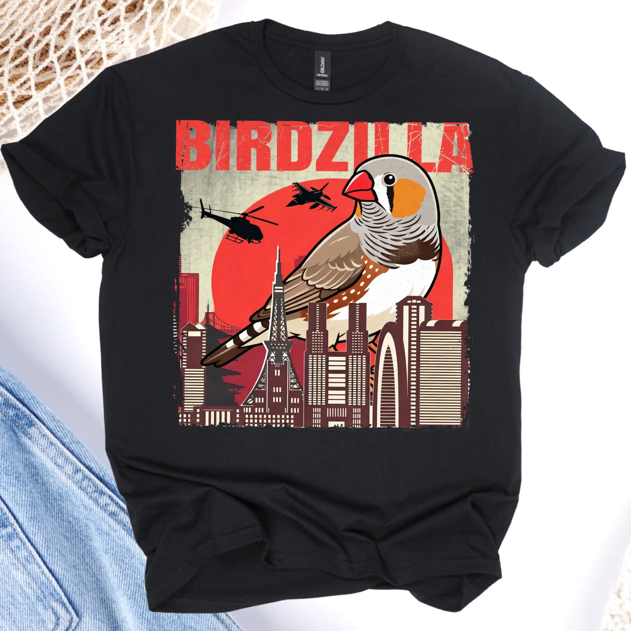Zebra Finch Birdzilla T-Shirt
