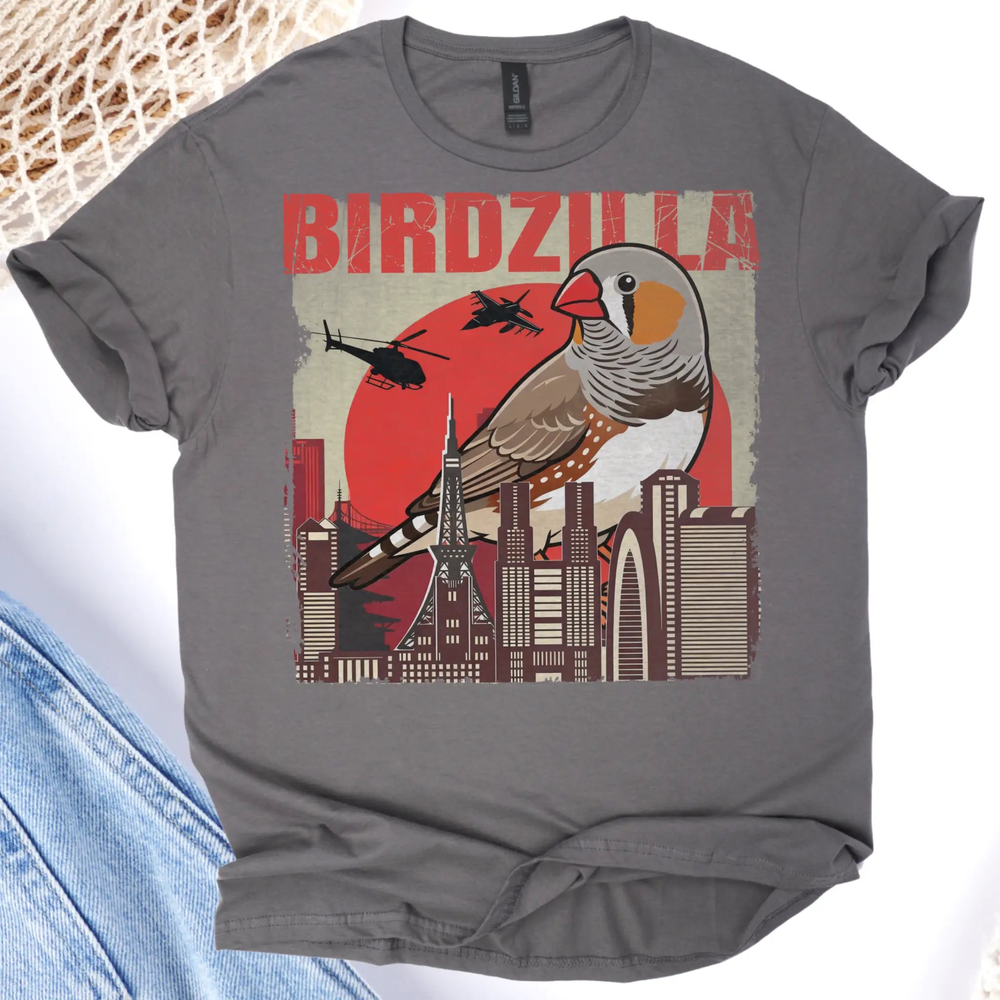 Zebra Finch Birdzilla T-Shirt