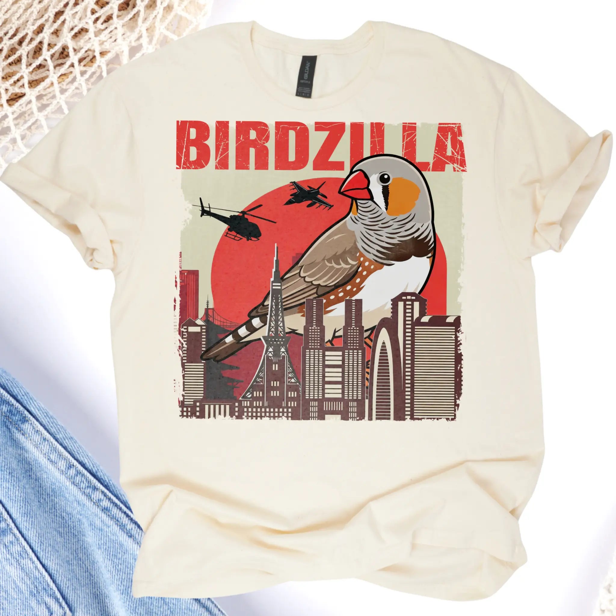 Zebra Finch Birdzilla T-Shirt