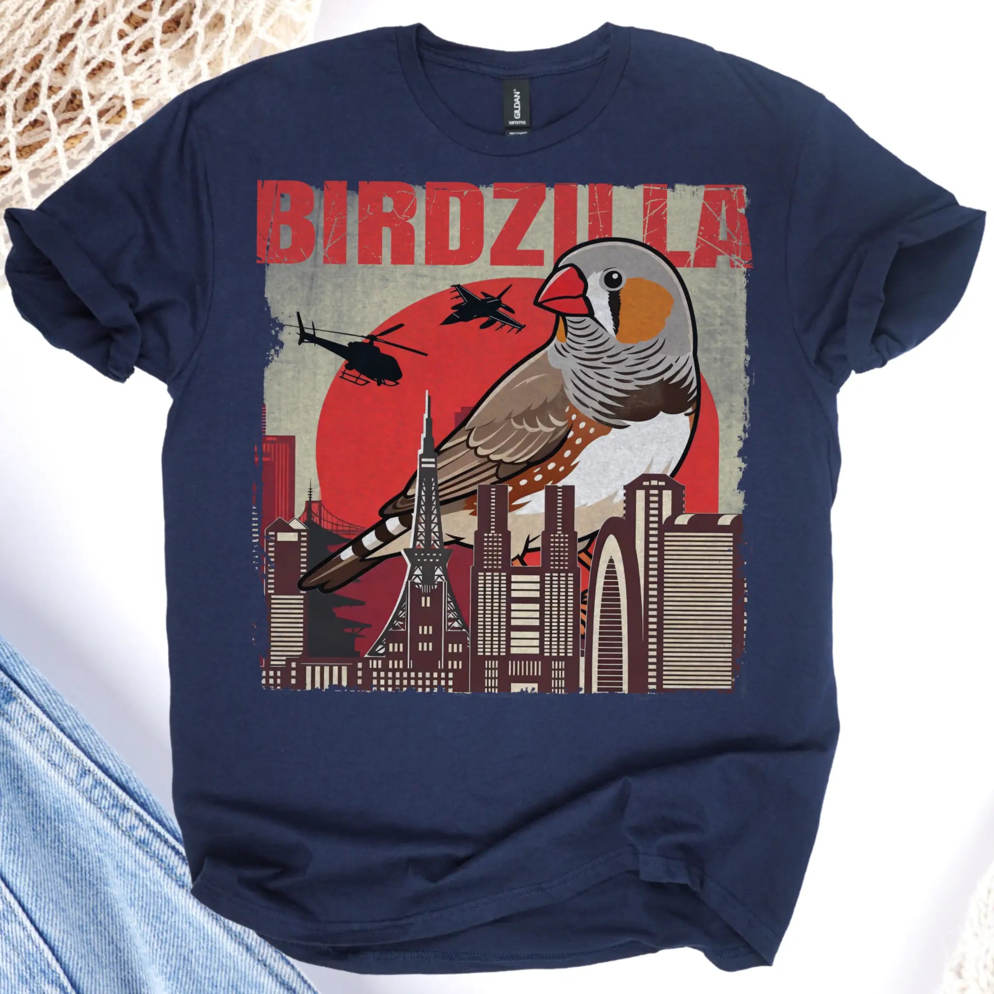 Zebra Finch Birdzilla T-Shirt